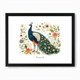 Little Floral Peacock 2 Poster Art Print