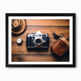 Vintage Camera And Hat Art Print