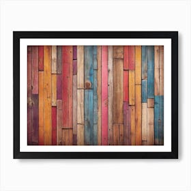 Colorful wood plank texture background 15 Art Print