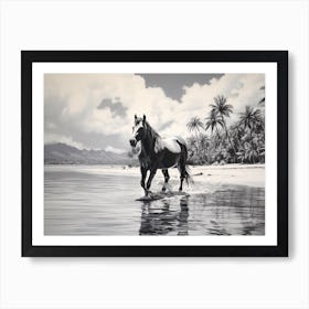 A Horse Oil Painting In Matira Beach, Bora Bora, Landscape 1 Art Print