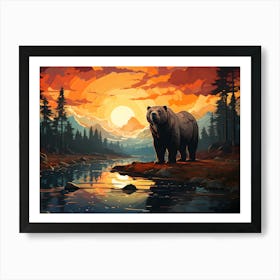 Bear At Sunset Art Print