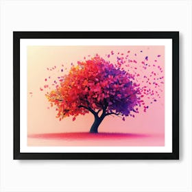 Elegant Tree With Vibrant Leaves Hanging Branches Poster