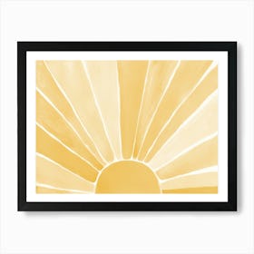 Watercolor Yellow Sun, Sunrise, Bogo Sunset Art Print