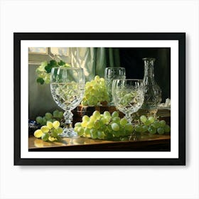 Grapes And Wine Glasses Art Print