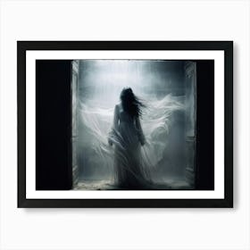 Ephemeral Entity Vocalizing Painful Sounds Through The Ethereal Partition Ghostly Silhouette Caught (5) Art Print