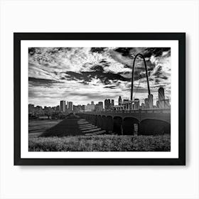 Dallas Texas- Margaret Hunt Hill Bridge BW Art Print