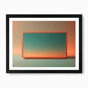 A 3d Rendered Orange Frame With A Gradient Blue And Orange Background Art Print