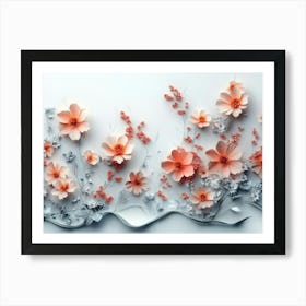 Captivating 3d Featuring A Lush Array Of Flowers Set On A Clean White Poster