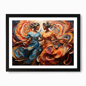 Two Women Dancing Paintings Art Print Art Print