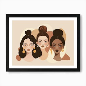 Three Women With Hairstyles Art Print