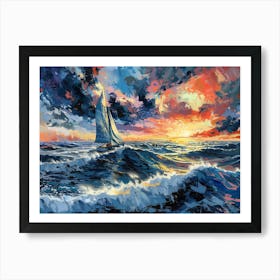 Sailboat At Sunset 2 Art Print