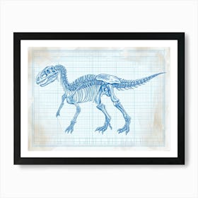 Parasaurolophus Skeleton Hand Drawn Blueprint 2 Art Print