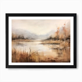 A Painting Of A Lake In Autumn 28 Art Print
