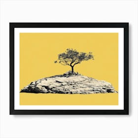 Tree On A Rock Art Print