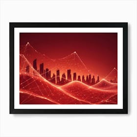 Abstract Image Of A Red, Glowing, Wave Like Form, Resembling A Network Or A Digital Signal 4 Art Print