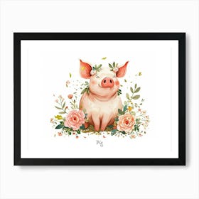 Little Floral Pig 1 Poster Art Print