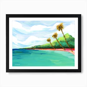 Hawaiian Palm Tree Beach Landscape Art Print