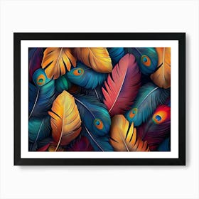 Colorful Feathers Leave 3d Abstraction Art Print