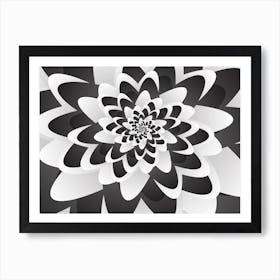 Monochrome Flower Spiral Pattern 2 Art Print