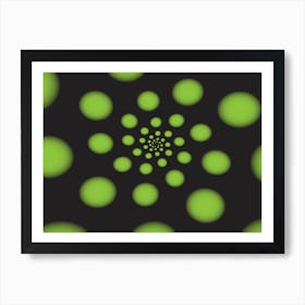 Green Spiral Dots Art Print