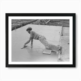 Smoothing Concrete Floor At Migrant Camp Under Construction At Sinton, Texas By Russell Lee 1 Art Print