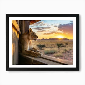 Lion At Sunset Art Print