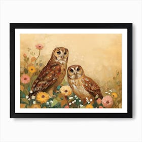 Floral Animal Illustration Owl 1 Art Print