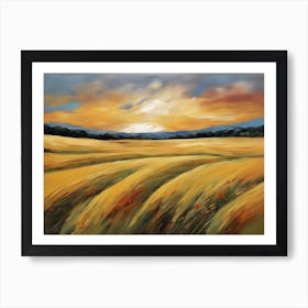 Sunset In A Wheat Field Art Print