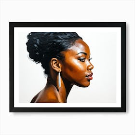 Side Profile Of Beautiful Woman Oil Painting 138 Art Print