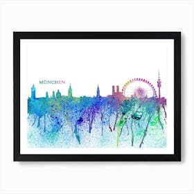 München Germany Skyline Splash Art Print