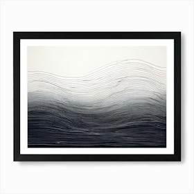 Waves Of Black And White, Produce A Monochromatic Abstract Artwork Overlapping Squares And Rectangles Art Print