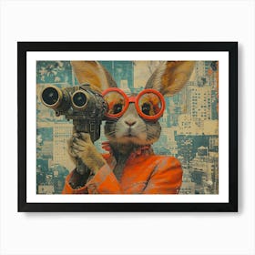 Absurd Bestiary: From Minimalism to Political Satire.Rabbit With Binoculars Art Print