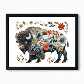 Little Floral Bison 4 Art Print