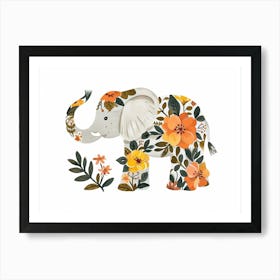 Little Floral Elephant Art Print