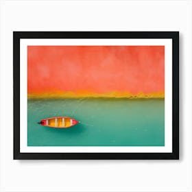 Red Boat In The Water Art Print