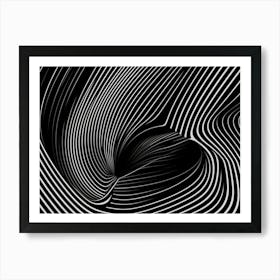 Abstract Black And White Striped Pattern Art Print