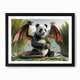 Panda-Dragon Fantasy Art Print