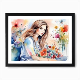 Girl Among Flowers 15 Art Print