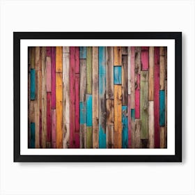 Colorful wood plank texture background 2 Art Print