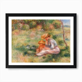 Woman And Child In The Grass, Pierre Auguste Renoir Póster