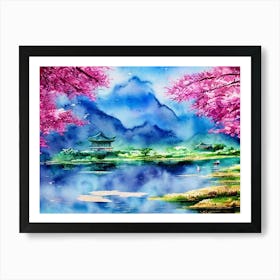 Tranquility Beneath The Cherry Blossoms  Art Print