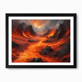 Molten Earth A Fiery Dance Of Volcanic Landscapes Art Print