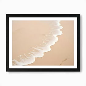 Soft, Pink Sand Beach Meeting The Gentle Waves Of The Ocean, Creating A Serene And Minimalist Coastal Scene Art Print