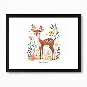 Little Floral Reindeer 2 Poster Art Print