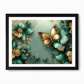 Gold Butterfly Wallpaper Affiche