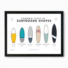 Surfboard Types Art Print