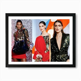 Opulent Collage Fashion Icons Juxtaposed With Eclectic Art Pieces Rich Textures Vibrant Patterns Art Print