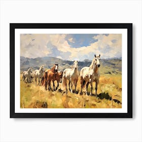 Horses Painting In Cotacachi, Ecuador, Landscape 3 Art Print