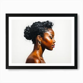 Side Profile Of Beautiful Woman Oil Painting 118 Art Print