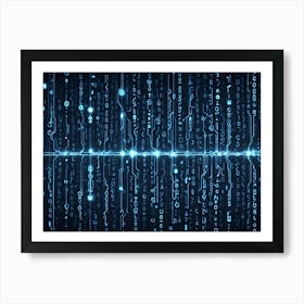 Abstract Image Of A Digital Code With Glowing Blue Lines And Dots, Creating A Futuristic And Technological Aesthetic Art Print